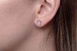 Tiny square gold stud earrings - Image 5