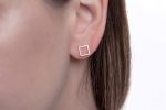 Tiny square gold stud earrings - Image 7