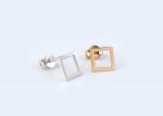 Tiny square gold stud earrings - Image 8