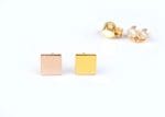 Tiny square studs in solid gold
