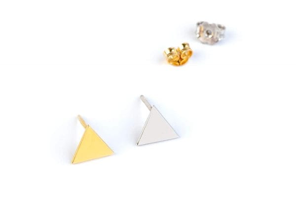 Tiny triangle stud earrings 1 Tiny triangle gold stud earrings - Image 1