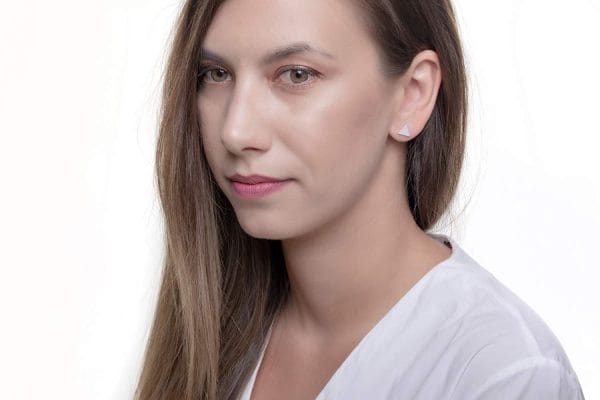 Tiny triangle gold stud earrings - Image 3