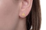 Tiny triangle gold stud earrings - Image 6
