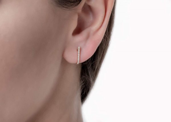 Trendy bar earrings 4 Unique diamond bar earrings - Image 5