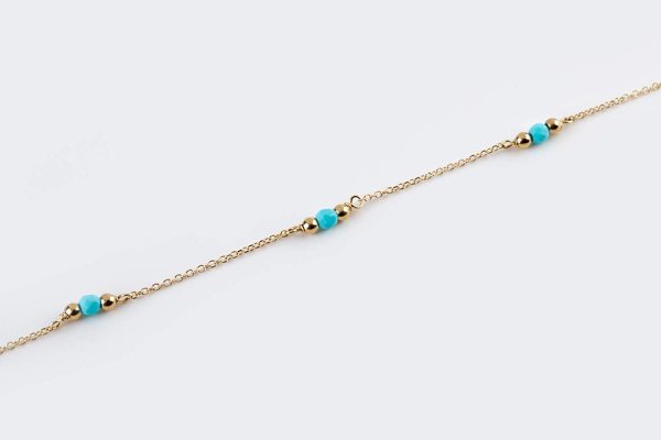Turquoise beaded anklet 4 Gold turquoise beaded anklet - Image 5