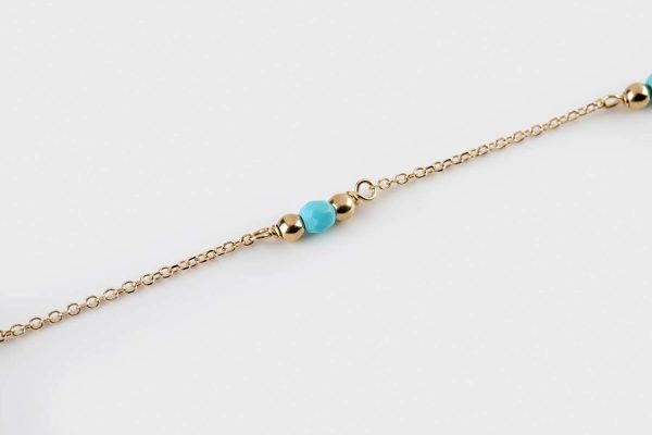 Turquoise beaded anklet 5 Gold turquoise beaded anklet - Image 6