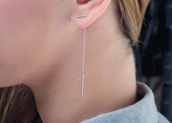 Unique long chain bar earrings - Image 5