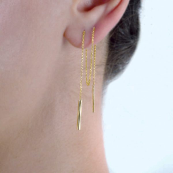 Unique-gold-Chain-Threader-earrings-1 Chain Threader earrings in solid gold - Image 1
