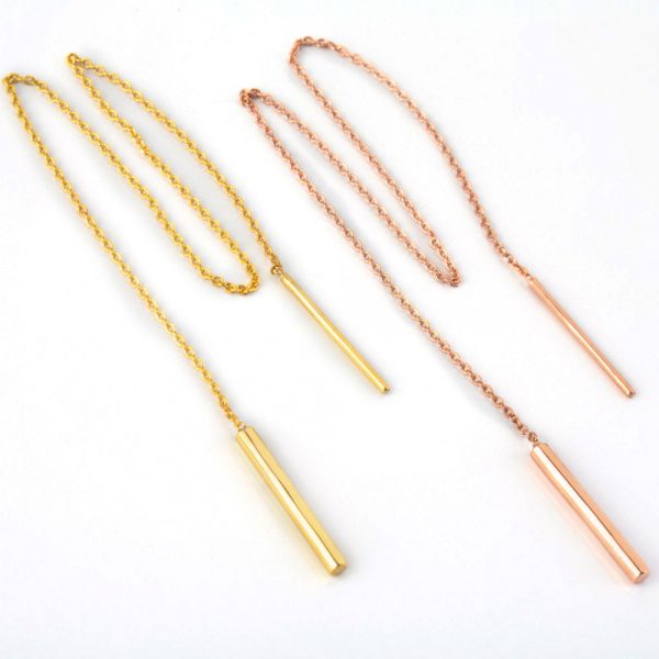 Unique-gold-Chain-Threader-earrings-5 Chain Threader earrings in solid gold - Image 6