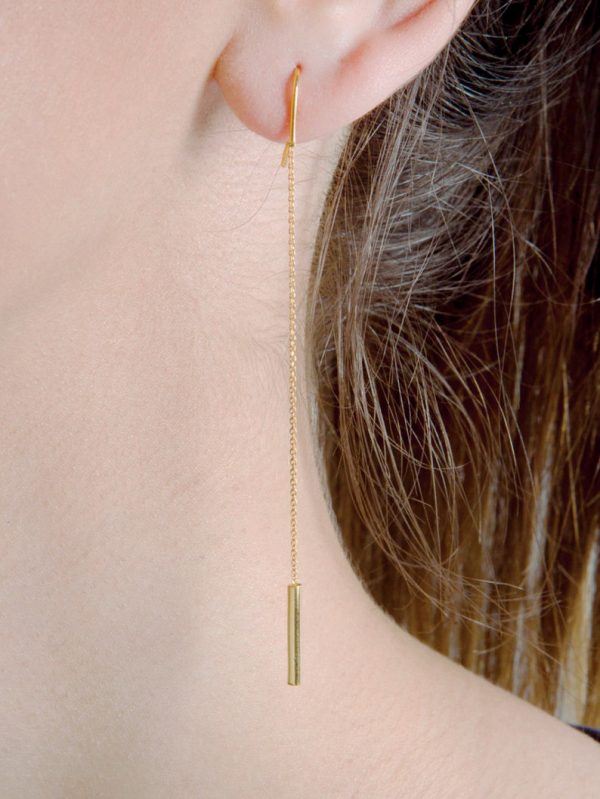 Unique-gold-threader-earrings-1 Gold threader earrings with chain - Image 1