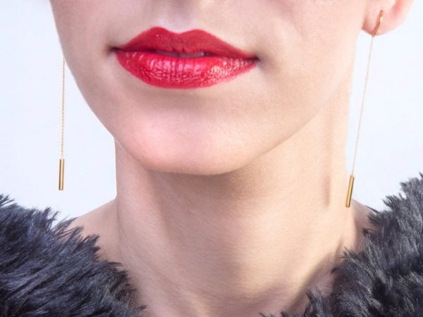 Unique-gold-threader-earrings-3 Gold threader earrings with chain - Image 4