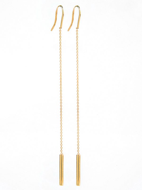 Unique-gold-threader-earrings-4 Gold threader earrings with chain - Image 5