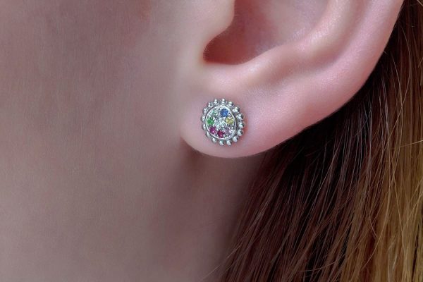 Unique rainbow earrings 1 Unique rainbow stud earrings - Image 1