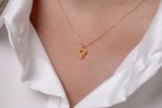 Diamond outline gold necklace