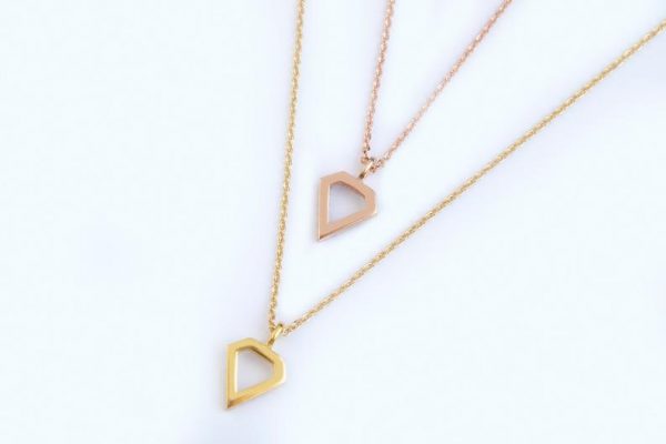 Diamond outline gold necklace - Image 3