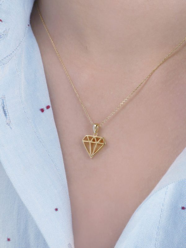 Diamond shaped necklace in solid gold - Image 3