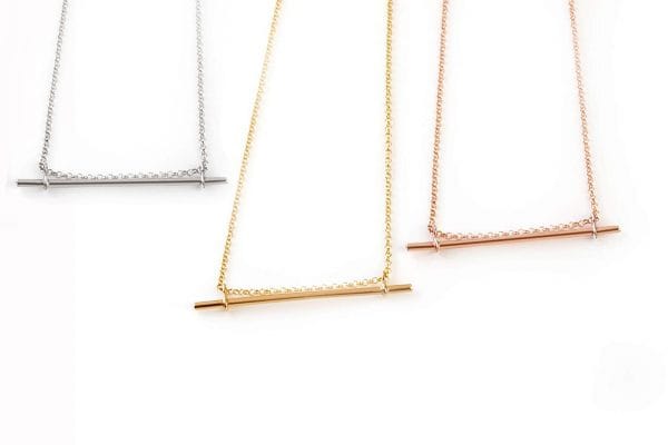 Gold Floating Bar chain necklace - Image 2