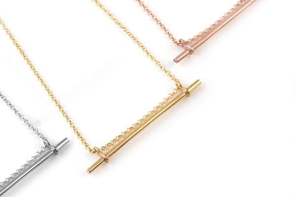 Gold Floating Bar chain necklace - Image 8