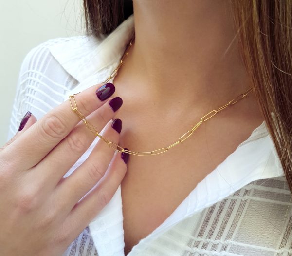 solid gold paperclip link chain solid gold paperclip link chain