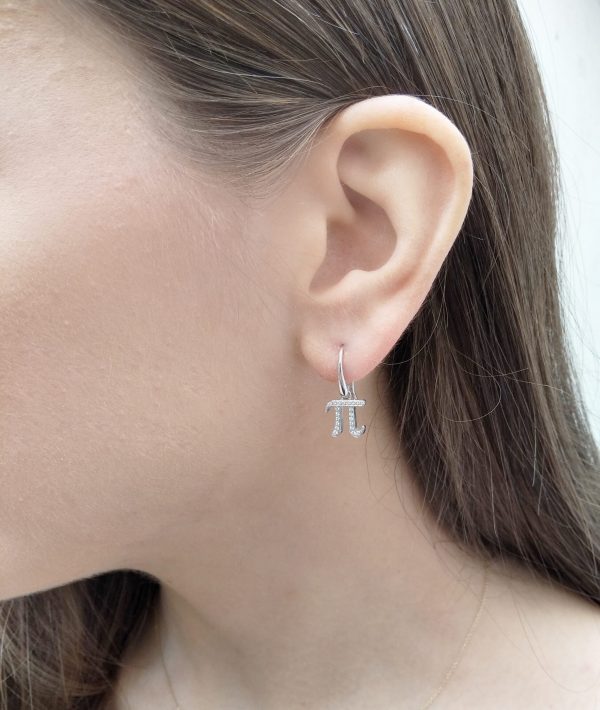 Gold diamond pi earrings - Image 5