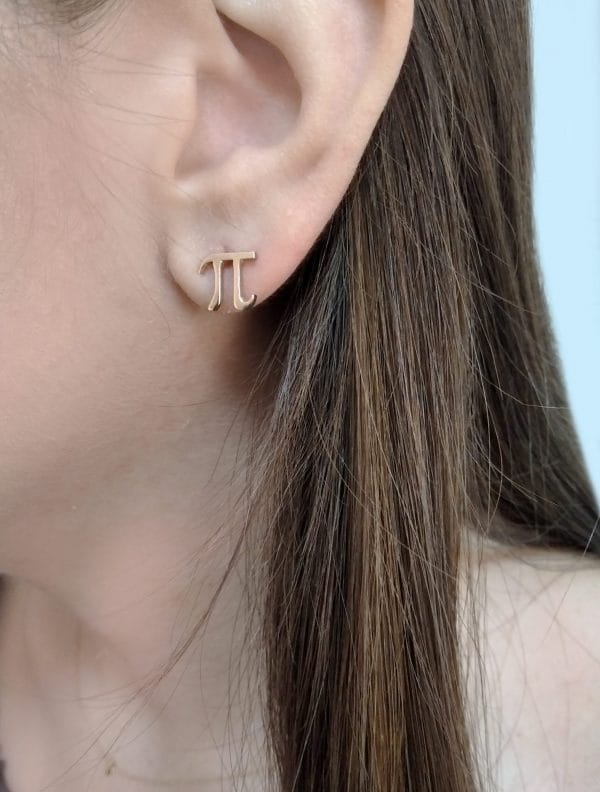 Solid gold Pi stud earrings - Image 3