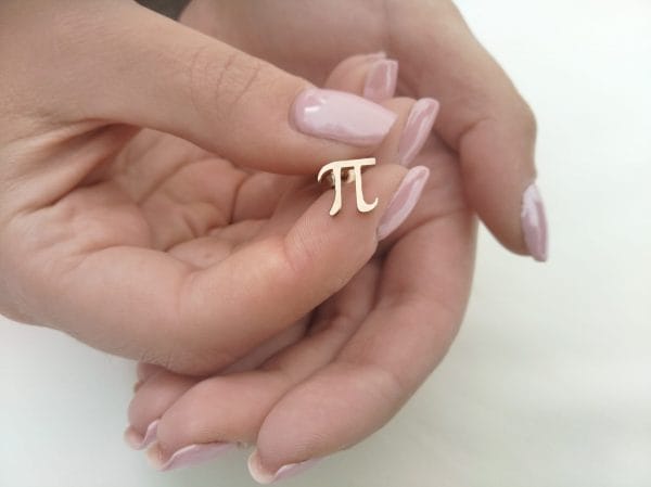 Solid gold Pi stud earrings - Image 8