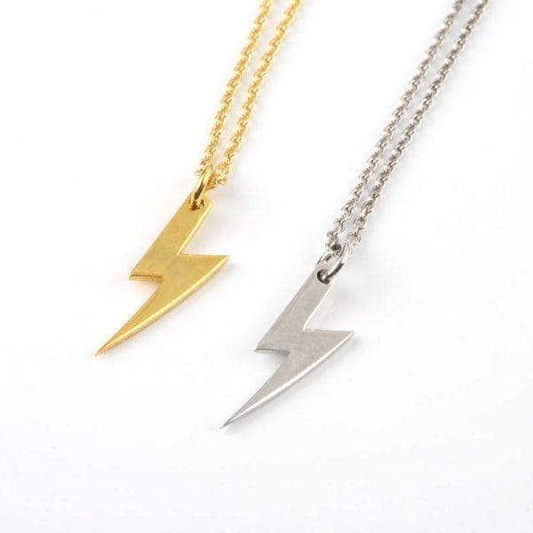 Tiny Lightning Bolt gold necklace - Image 2
