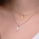 Tiny Lightning Bolt gold necklace