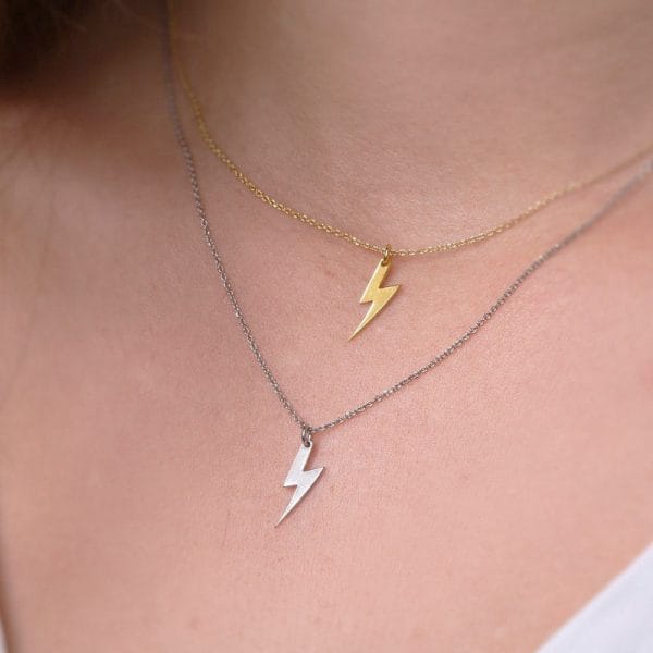 Bolt-necklace-Tiny-lightning-necklace-2 Tiny Lightning Bolt gold necklace - Image 1