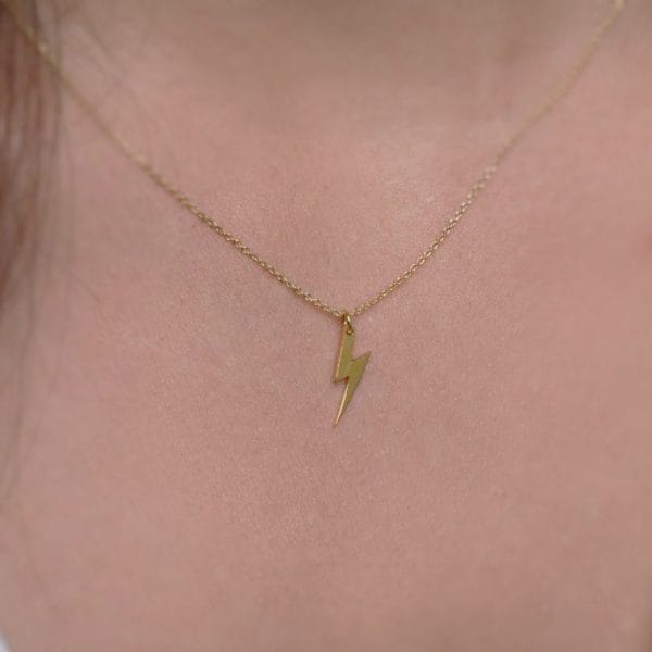 Tiny Lightning Bolt gold necklace - Image 3