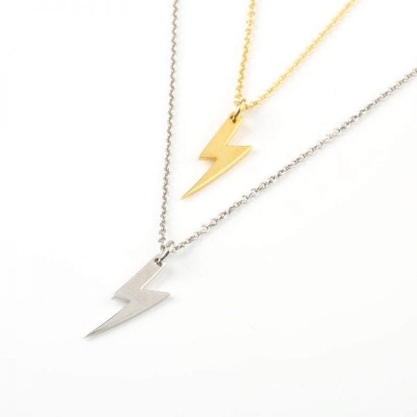 Tiny Lightning Bolt gold necklace - Image 4
