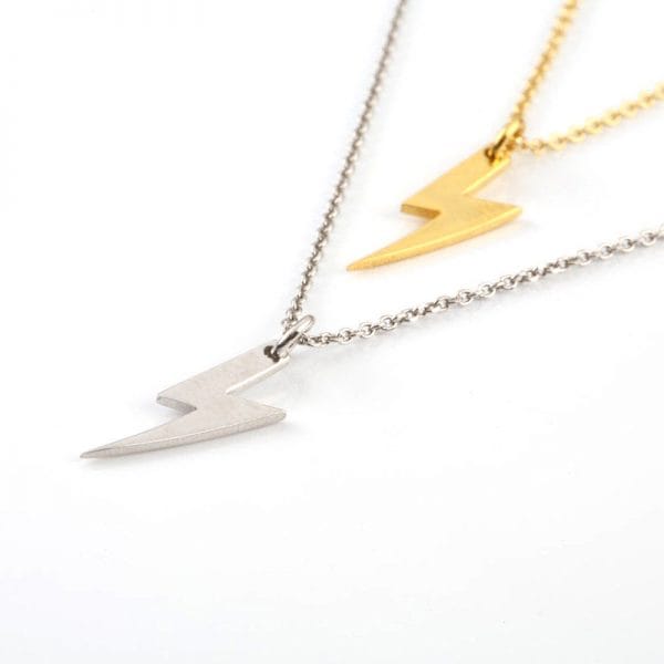 Tiny Lightning Bolt gold necklace - Image 5