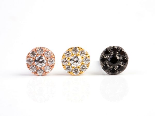 Circle diamond studs earrings - Image 2