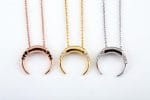 Crescent moon diamond gold necklace