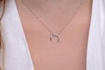 Crescent moon diamond gold necklace - Image 4