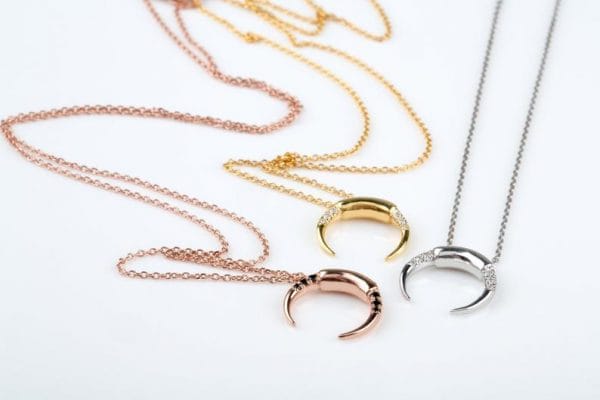 Crescent moon diamond gold necklace - Image 8