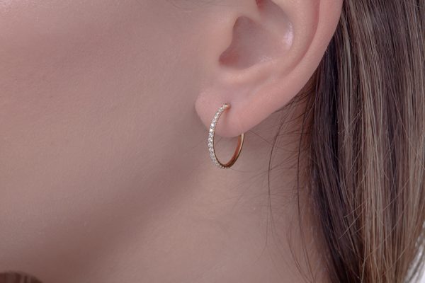 Diamond large hoop gold earrings - Image 2