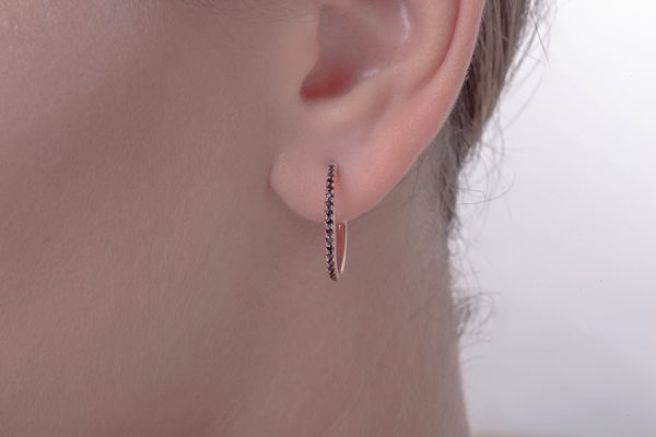 Diamond large hoop gold earrings - Image 5