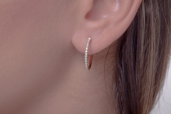 Diamond large hoop gold earrings - Image 6