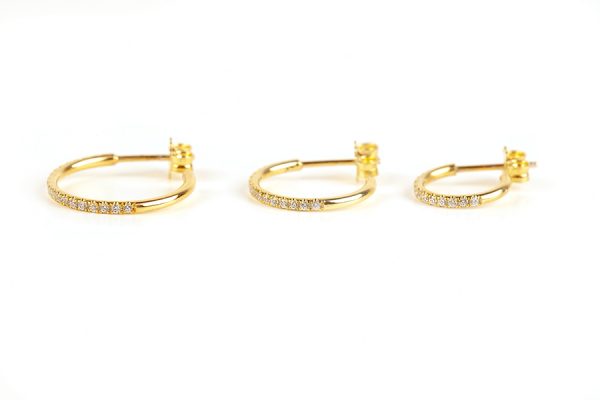 Diamond large hoop gold earrings - Image 7