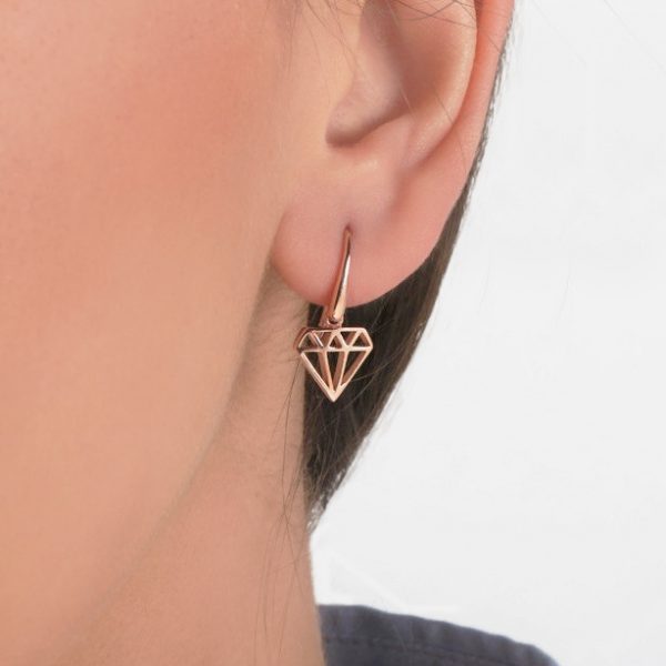 Diamond shaped enamel earrings - Image 2