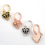 Diamond shaped enamel earrings - Image 4