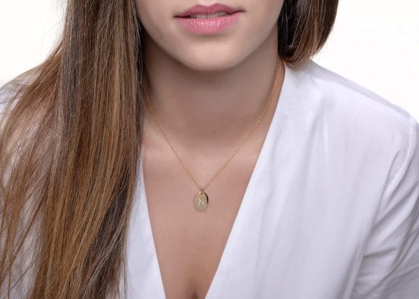Oval diamond Initial necklace - Image 3