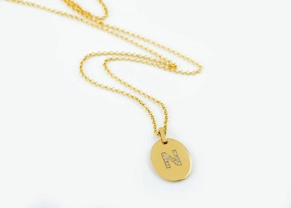 Oval diamond Initial necklace - Image 4