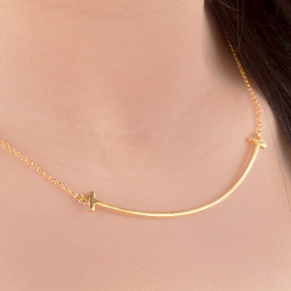 Smile-pendant-Gold-smile-necklace-1 Solid gold smile chain necklace - Image 1