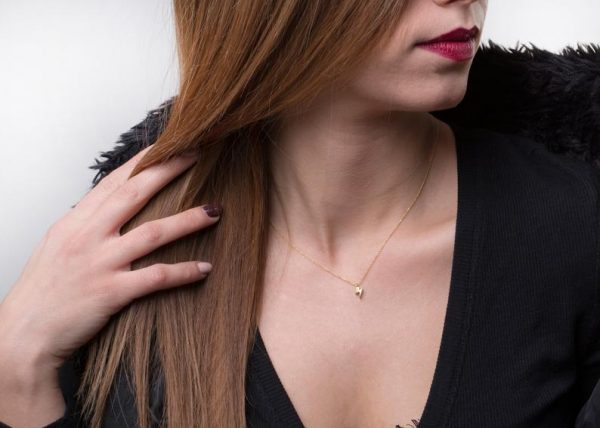 Solid gold bolt necklace, Lightning necklace 3 Solid gold Bolt Lightning necklace - Image 3