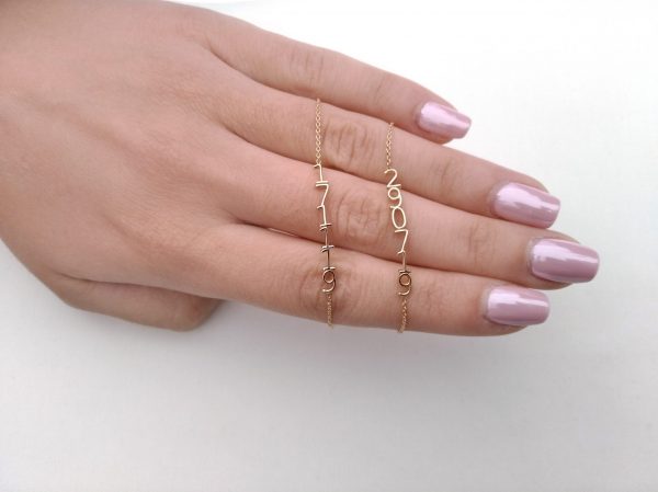 Custom date bracelet in solid gold - Image 3