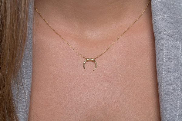 Horn necklace 13x13 1 Double horn Moon necklace 10X10mm - Image 2