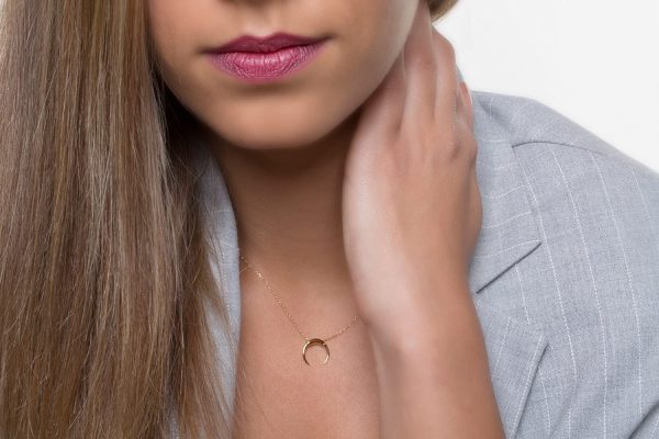 Horn necklace 13x13 4 Double horn Moon necklace 10X10mm - Image 5