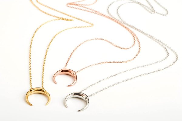 Horn necklace 13x13 7 Double horn Moon necklace 10X10mm - Image 7